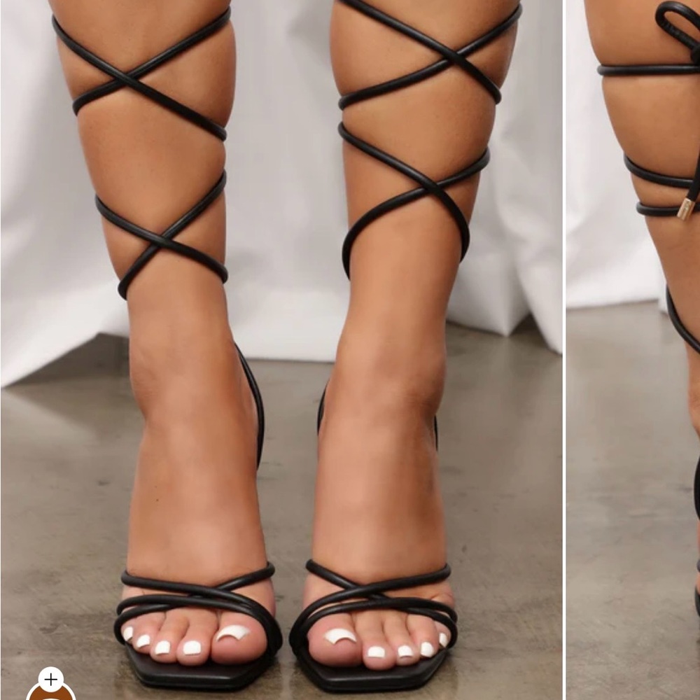 Fashion Nova Black Lace Up Stiletto Heels
 NEW Sz 9M
